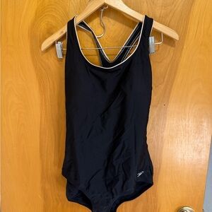 Speedo Black One-Piece Swimsuit with White Trim